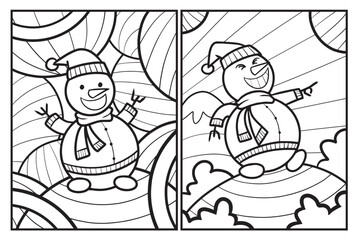 Funny christmas snowman cartoon coloring pages
