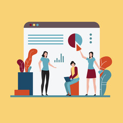 Office concept business people vector illustration. Vector illustration of business people making presentation