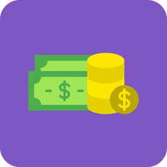 Cash Multicolor Round Corner Flat Icon