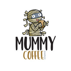 Funny mummy coffee logo template