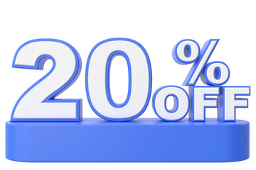 3D twenty percent off. 20% off. 20% sale.