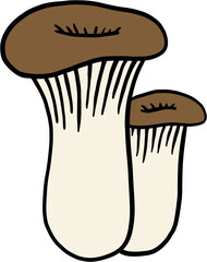 doodle freehand sketch drawing of king trumpet mushroom.