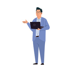 Illustration business man use laptop