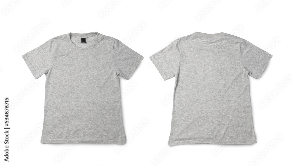 Poster gray t shirt mockup, realistic t-shirt.