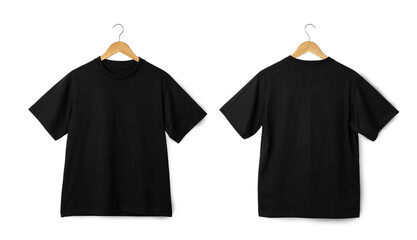 Black Oversize T shirt mockup hanging, Realistic t-shirt.