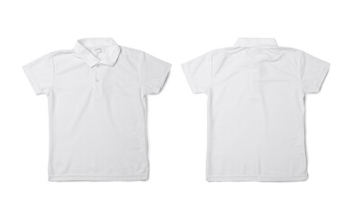 White polo shirt mockup isolated on white background with clipping path.