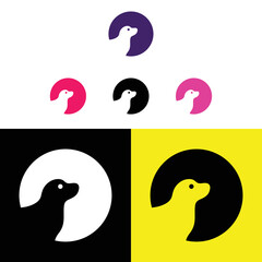 Circle dog animal logo design