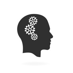 Human head icon and technological thinking. Vector illustration