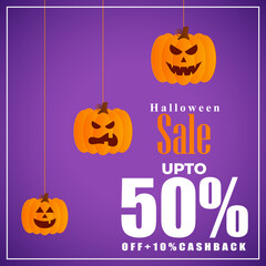 Vector illustration of Happy Halloween Sale banner