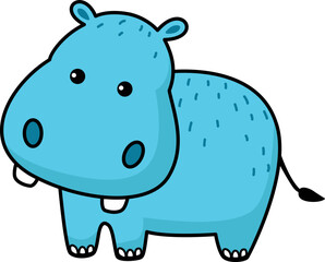 Illustration of colorful cartoon character hippo