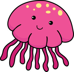 Illustration of colorful cartoon character jellyfish