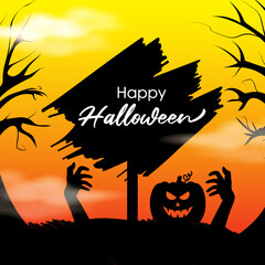 Vector illustration of Happy Halloween festival greeting