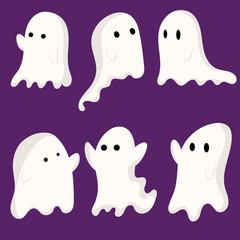 set of cute halloween ghosts illustration,halloween ghosts element collection template vector