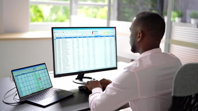 Data Analyst Man Using Spreadsheet
