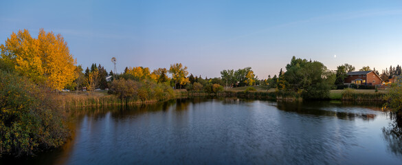 autumn reflection of trees in the lake