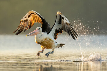 A Pelican takes to the air