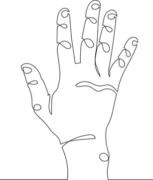 continuous line drawing of a hand holding five fingers