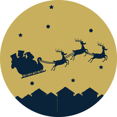 Santa in his flying carriage graphic design