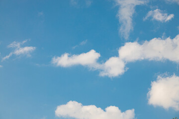 Clouds in the blue sky. Summer blue sky cloud gradient light white background. Beauty clear cloudy in sunshine calm bright winter air background. Gloomy vivid cyan landscape in environment day.