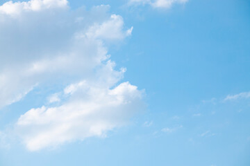 Clouds in the blue sky. Summer blue sky cloud gradient light white background. Beauty clear cloudy in sunshine calm bright winter air background. Gloomy vivid cyan landscape in environment day.