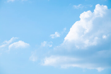Naklejka na ściany i meble Clouds in the blue sky. Summer blue sky cloud gradient light white background. Beauty clear cloudy in sunshine calm bright winter air background. Gloomy vivid cyan landscape in environment day.