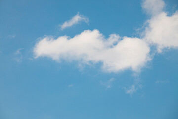 Clouds in the blue sky. Summer blue sky cloud gradient light white background. Beauty clear cloudy in sunshine calm bright winter air background. Gloomy vivid cyan landscape in environment day.