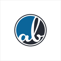 Handwritten letters AB A B logo design with simple circle vector illustration. Creative icon with letter A and B.