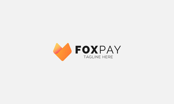 Vector trendy minimalist red fox pay head logo Design in flat style