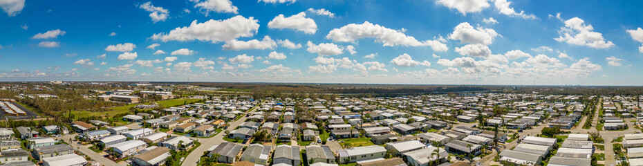 Aerial panorama modular homes in Fort Myers FL