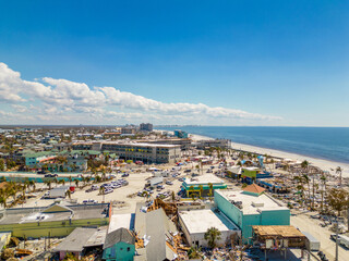Obraz premium Aerial photo Fort Myers Beach Hurricane Ian aftermath damage and debris