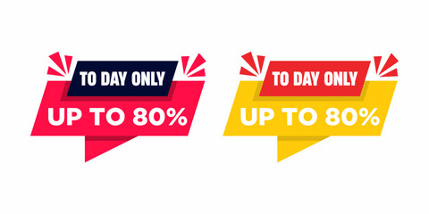 To Day Sale Up To 80 percent Off Origami Speech Bubble. Vector Illustration Today Only Sign. Set Sale Label Design.