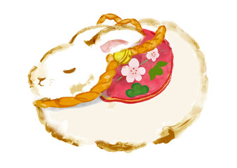 うさぎの水彩風イラスト　ベクター