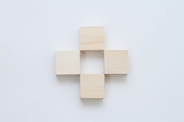 four wooden blocks 