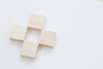 four wooden blocks 