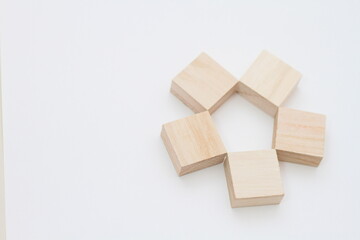 five wooden blocks 