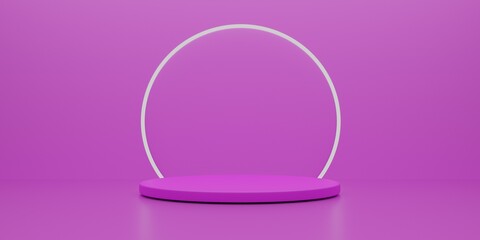 Purple podium for selling products minimal concept, 3d rendering.