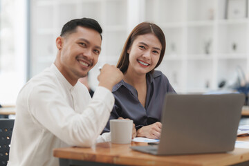 Successful business team achieving goals. Account and Finance concept