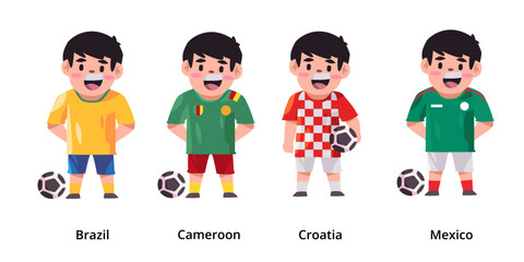 Football soccer team costume shirt world cup championship group of Brazil Cameroon Croatia and Mexico