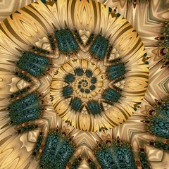 Yellow sunflower texture with wavy creative art grain decoration, kaleidoscope, seamless pattern, mandala. Great for companies, businesses, decorations, and websites