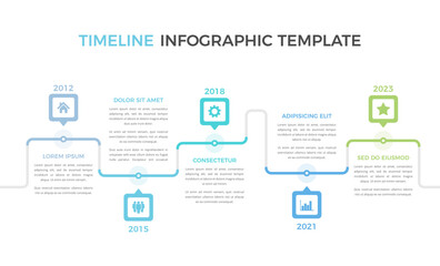 Horizontal timeline template with five elements, infographic template for web, business, presentations