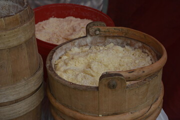 The art of making sheep cheese handmade by Carpathian sheepherders .