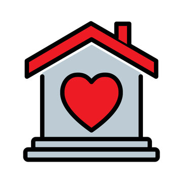Lovely house icon. Home and heart line icon. Family, Support, Love, Real Estate, and Housing protection concepts.