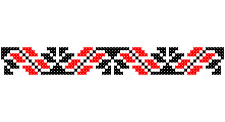 Embroidered good like old handmade cross-stitch ethnic Ukraine pattern. Ukrainian towel ornament, rushnyk called, vector.