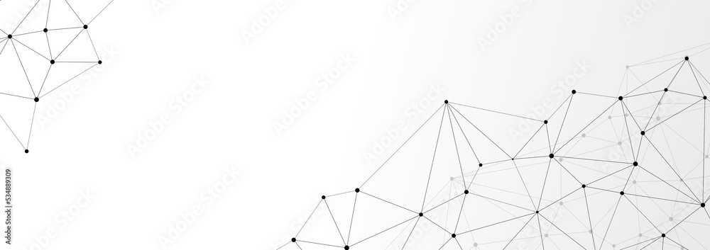 Wall mural website header or banner design with abstract polygonal background and connecting dots and lines. gl