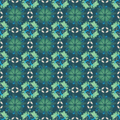 Moon Star Floral Seamless Pattern Background Garden Nature Damask Aboriginal Ornament Art