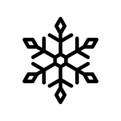 Snowflake outline icon isolated on white background. Decorative element for Christmas and New Year design. Vector graphics