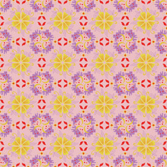 Fototapeta premium Moon Star Floral Seamless Pattern Background Garden Nature Damask Aboriginal Ornament Art