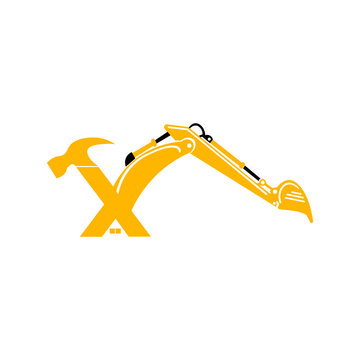 Heavy Equipment And Building Construction Company Logo Design, This Logo Symbolizes A House And Heavy Equipment Which Means An Expert Company In The Field Of Large Projects