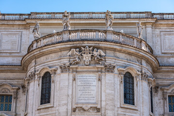 Detail of the Pontifical Basilic of Santa Maria Maggiore in the Center of Rome in a Sunny Day