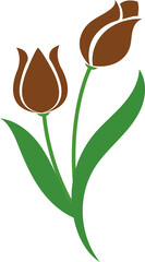 Cartoon botanic garden plant flower brown tulip
